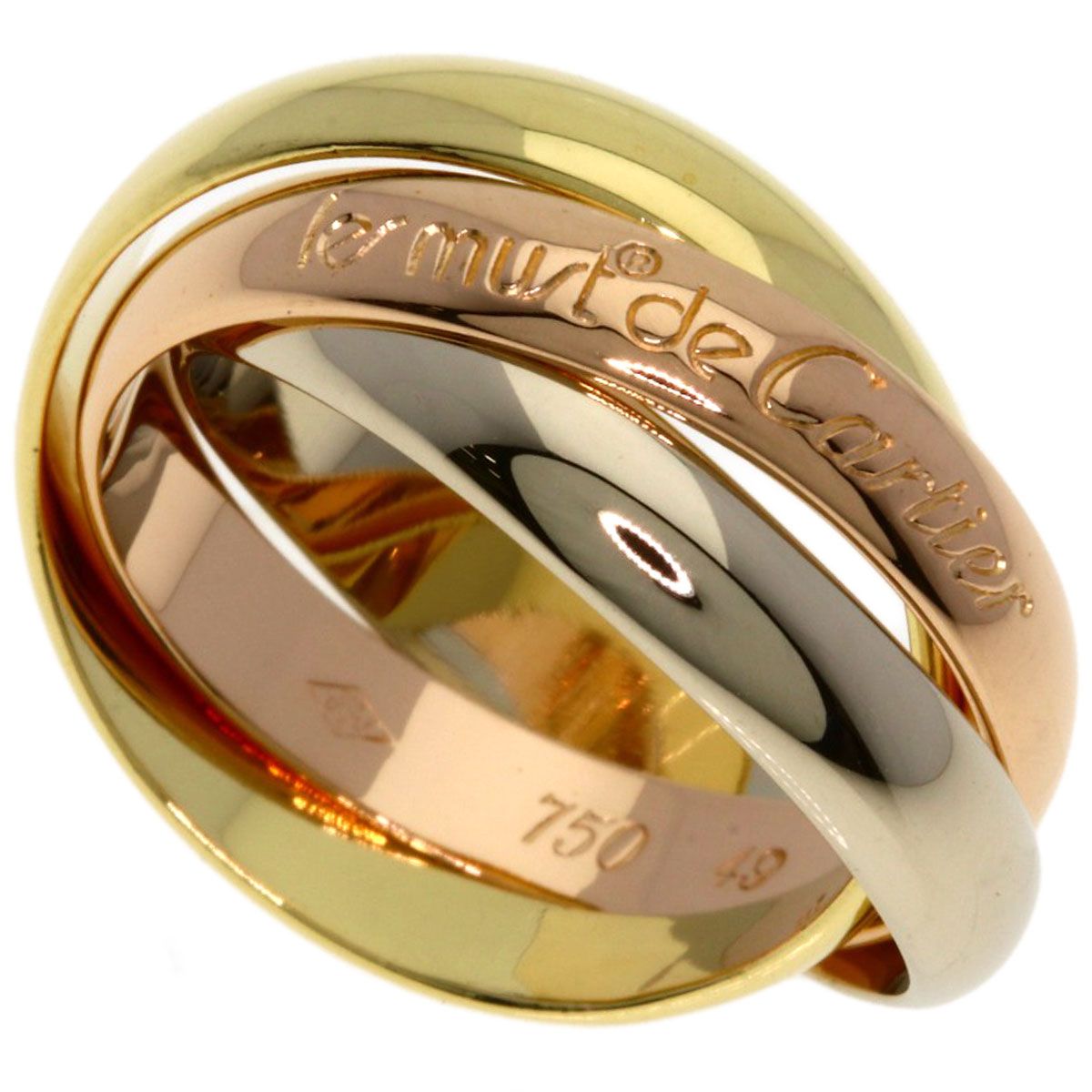 Cartier Trinity 49 Ring 18k Yellow Gold 18k White Pink