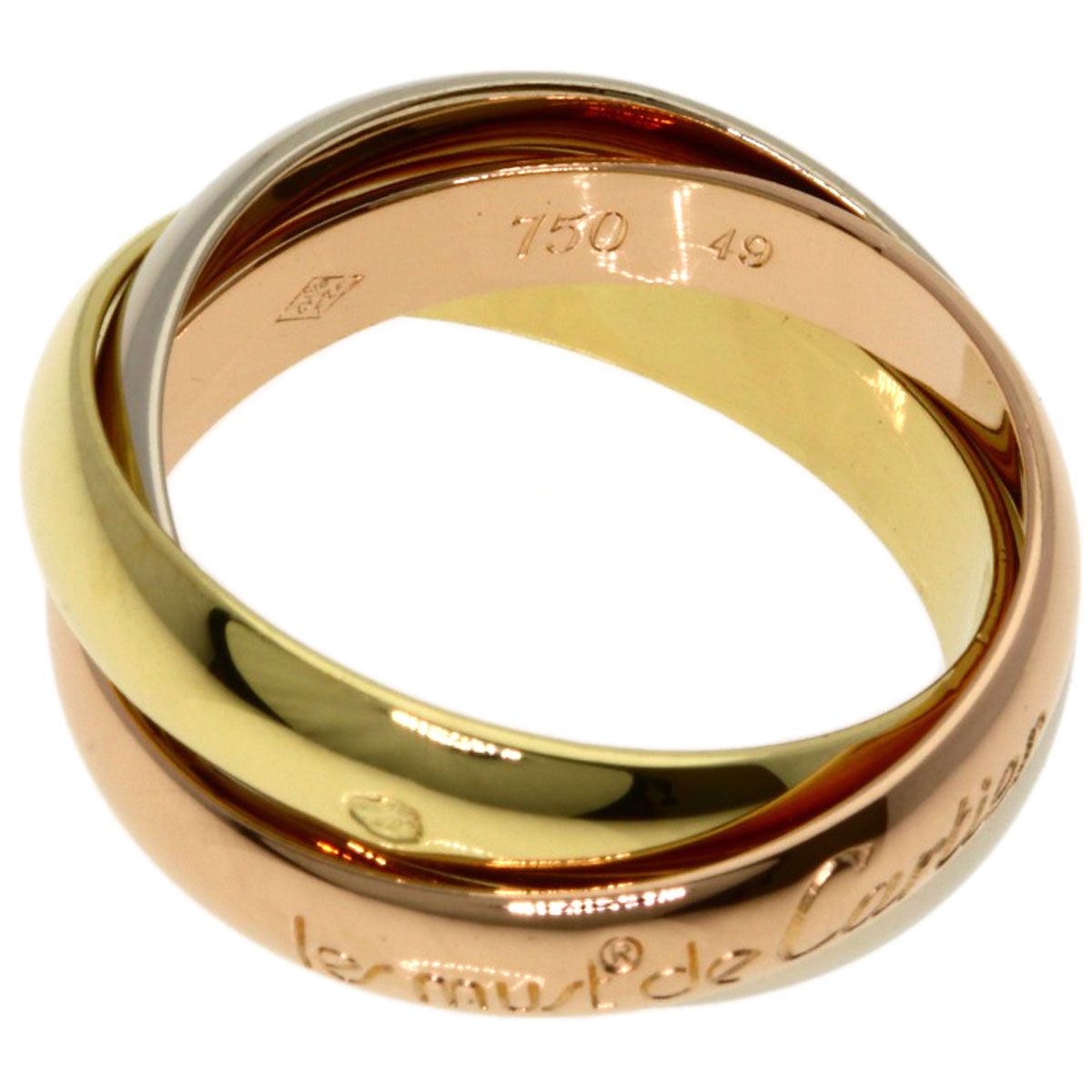 Cartier Trinity 49 Ring 18k Yellow Gold 18k White Pink