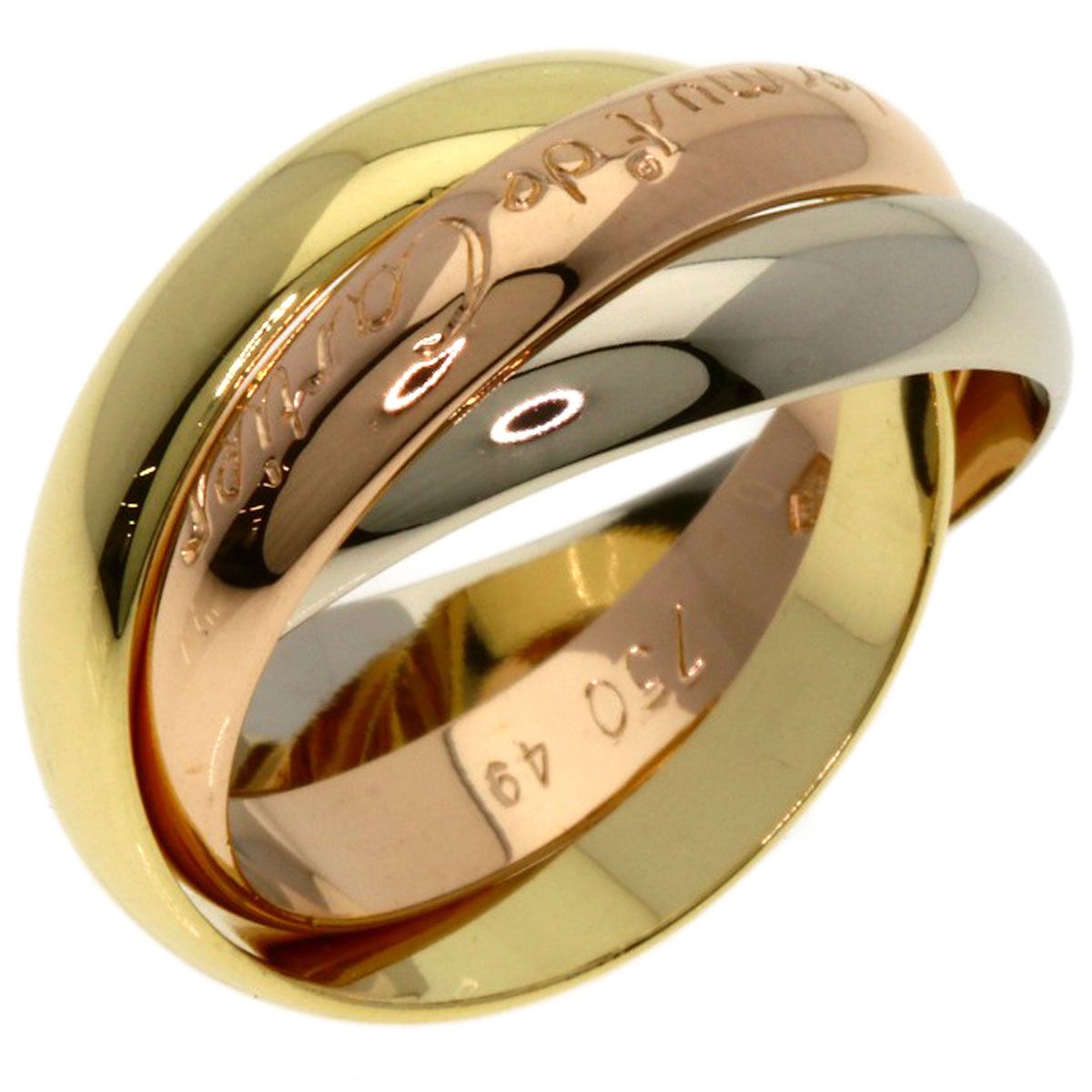 Cartier Trinity 49 Ring 18k Yellow Gold 18k White Pink — view 2