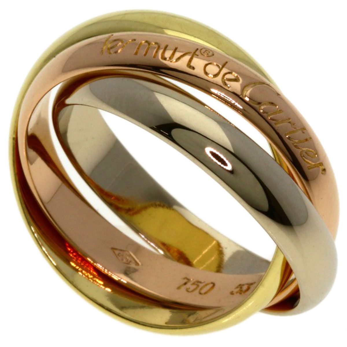 Cartier Trinity 53 Ring 18k Yellow Gold 18k White Pink