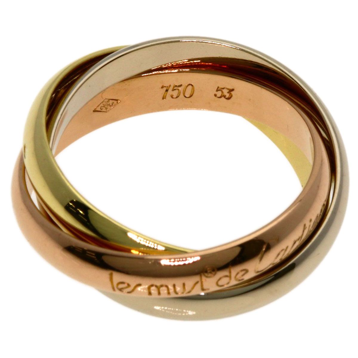 Cartier Trinity 53 Ring 18k Yellow Gold 18k White Pink — view 3