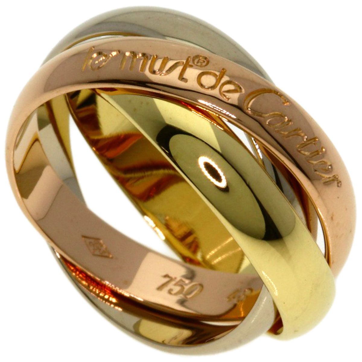 Cartier Trinity 48 Ring 18k Yellow Gold 18k White Pink
