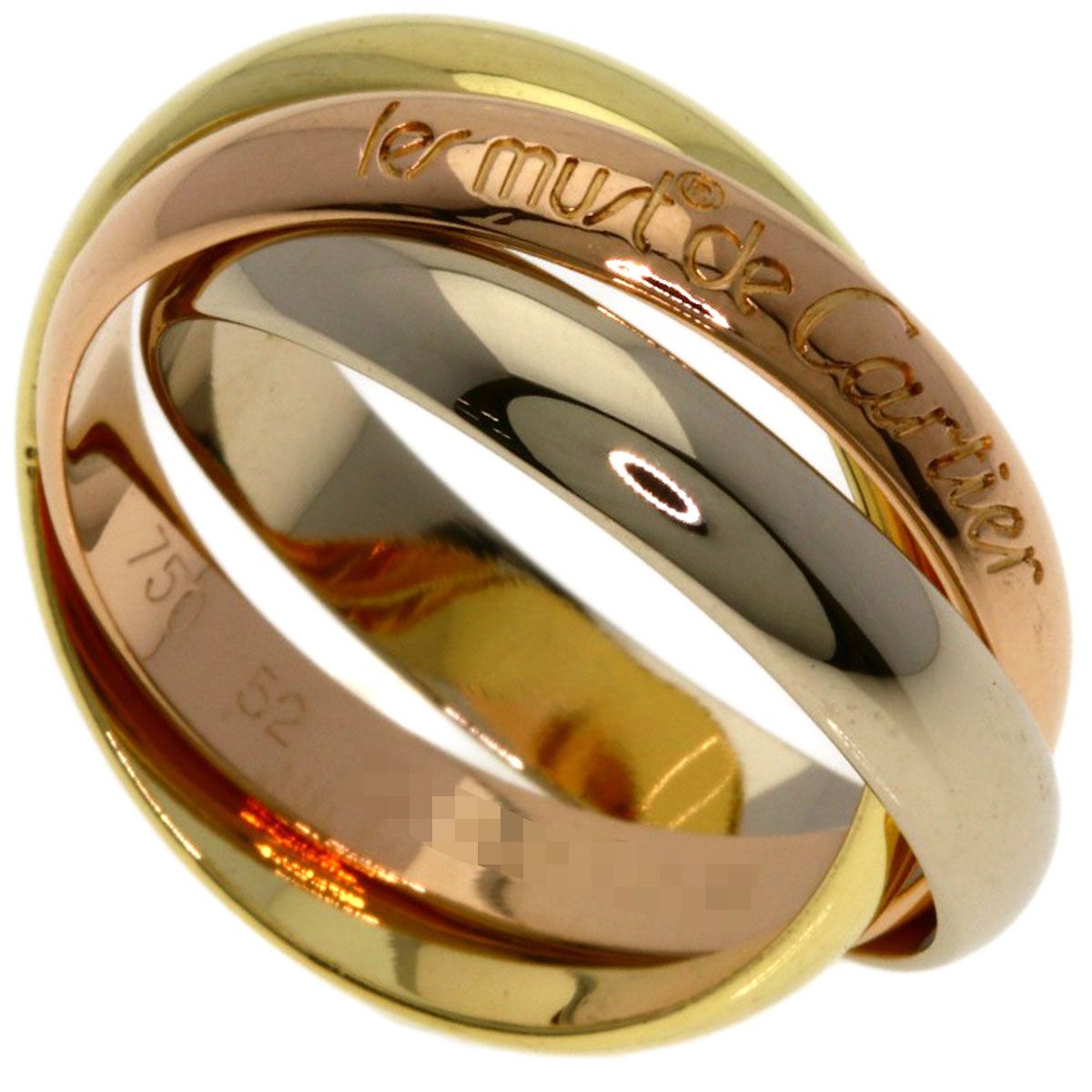 Cartier Trinity 52 Ring 18k Yellow Gold 18k White Pink