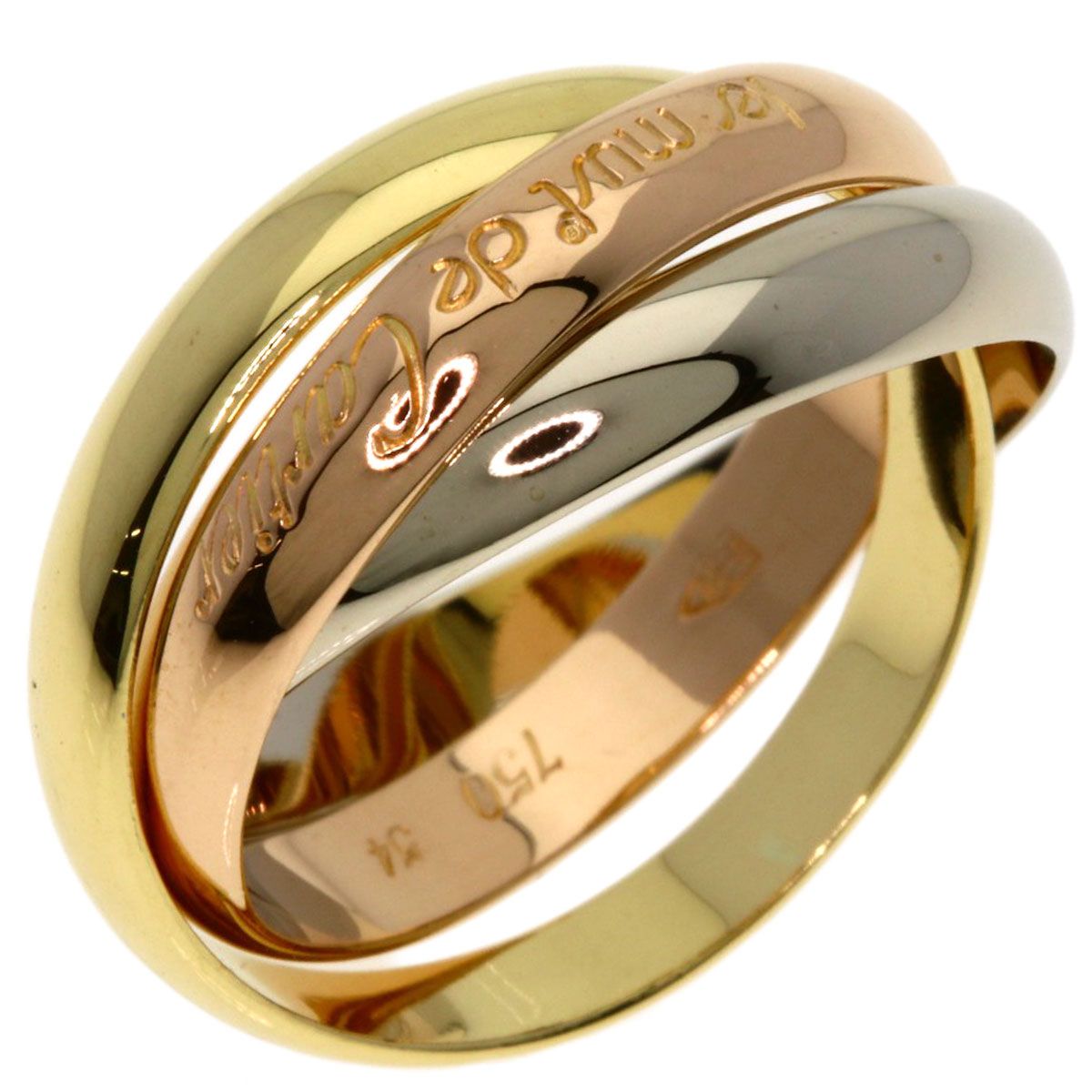 Cartier Trinity 54 Ring 18k Yellow Gold 18k White Pink — view 2