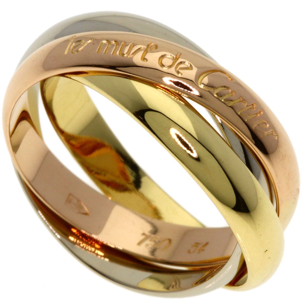 Cartier Trinity 54 Ring 18k Yellow Gold 18k White Pink