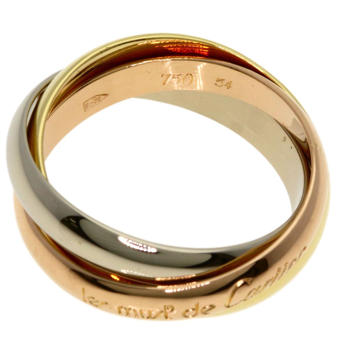 Cartier Trinity 54 Ring 18k Yellow Gold 18k White Pink