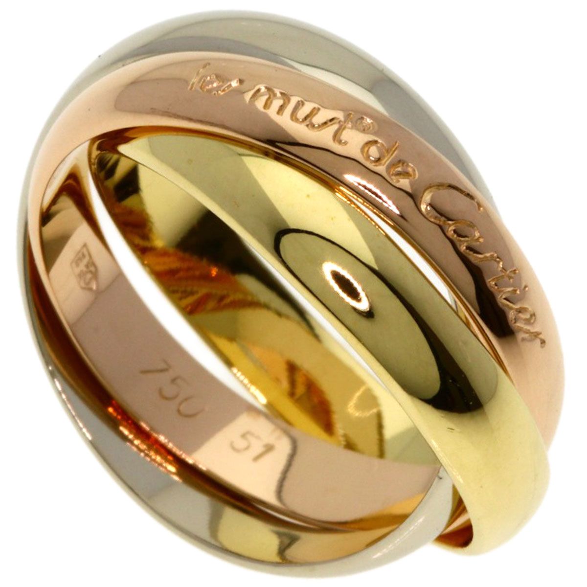 Cartier Trinity 51 Ring 18k Yellow Gold 18k White Pink
