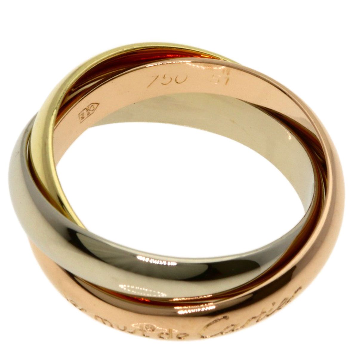 Cartier Trinity 51 Ring 18k Yellow Gold 18k White Pink