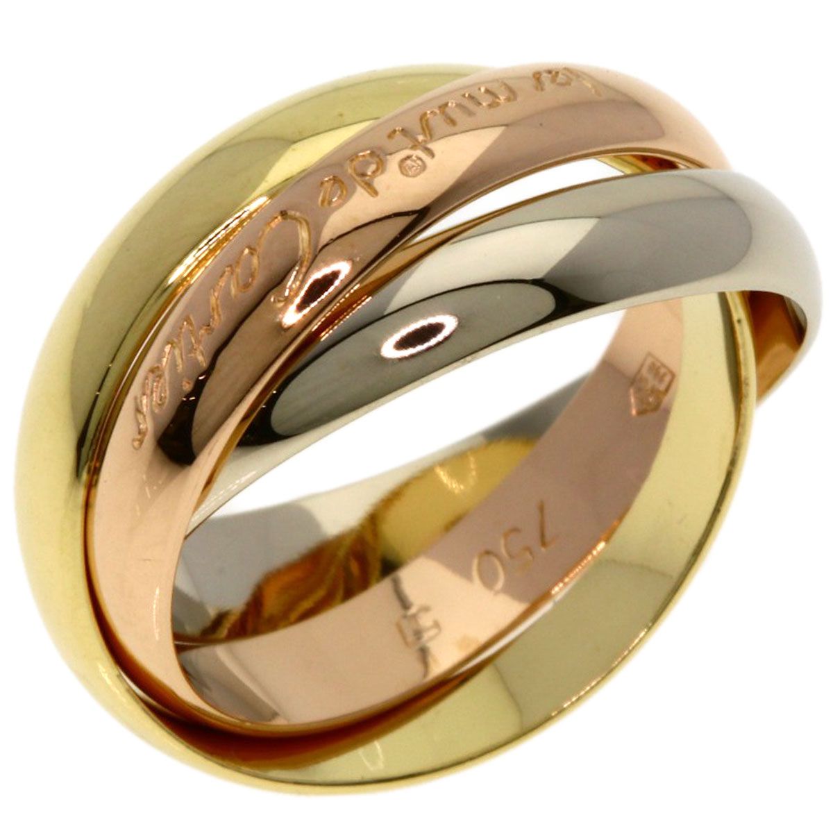 Cartier Trinity 51 Ring 18k Yellow Gold 18k White Pink