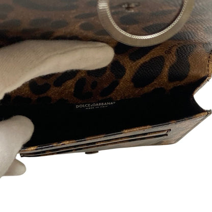 Dolce & Gabbana Leopard Print Mini Shoulder Bag Wallet Beige Black — view 7