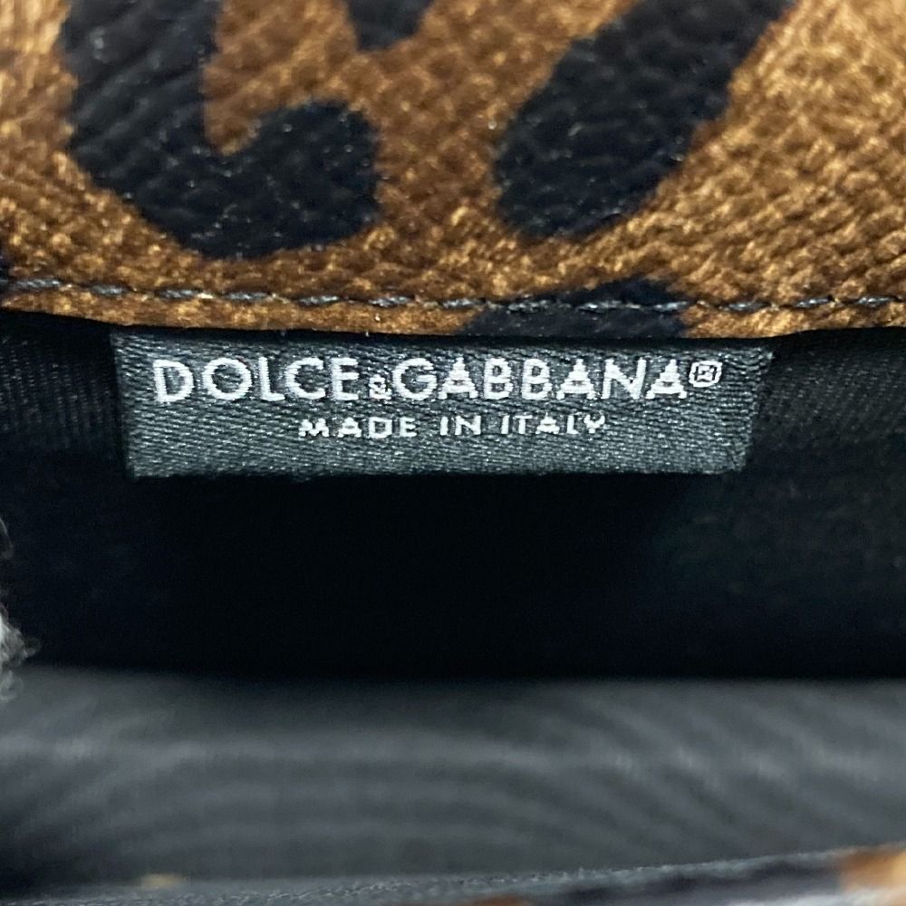 Dolce & Gabbana Leopard Print Mini Shoulder Bag Wallet Beige Black — view 8