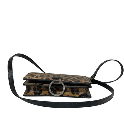 Dolce & Gabbana Leopard Print Mini Shoulder Bag Wallet Beige Black — view 6
