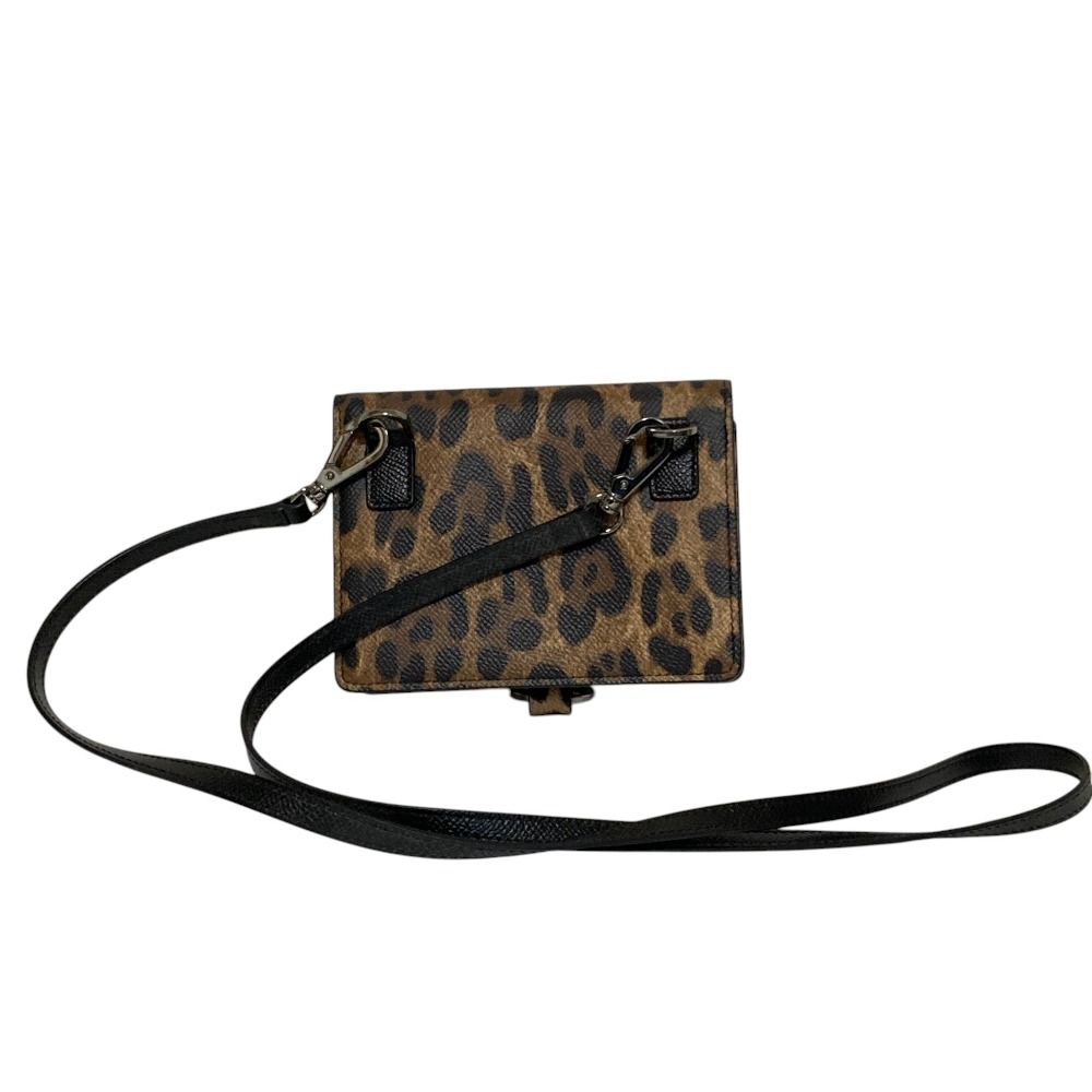 Dolce & Gabbana Leopard Print Mini Shoulder Bag Wallet Beige Black — view 5