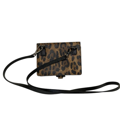 Dolce & Gabbana Leopard Print Mini Shoulder Bag Wallet Beige Black — view 5