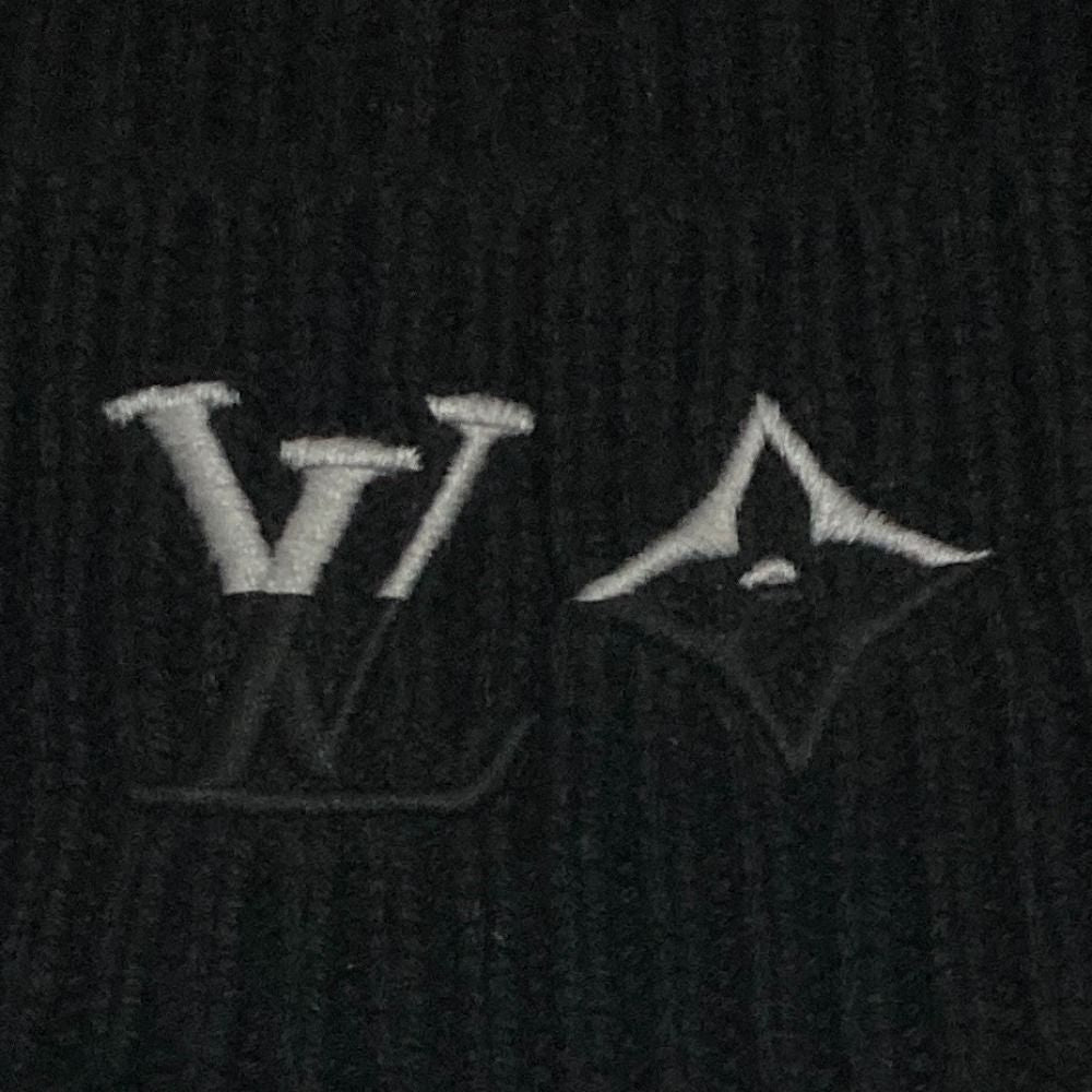 Louis Vuitton Beanie LV Dual Logo Embroidery Cashmere Knit Cap S Black Hat — view 6