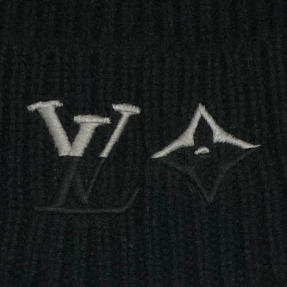 Louis Vuitton Beanie LV Dual Logo Embroidery Cashmere Knit Cap S Black Hat — view 6