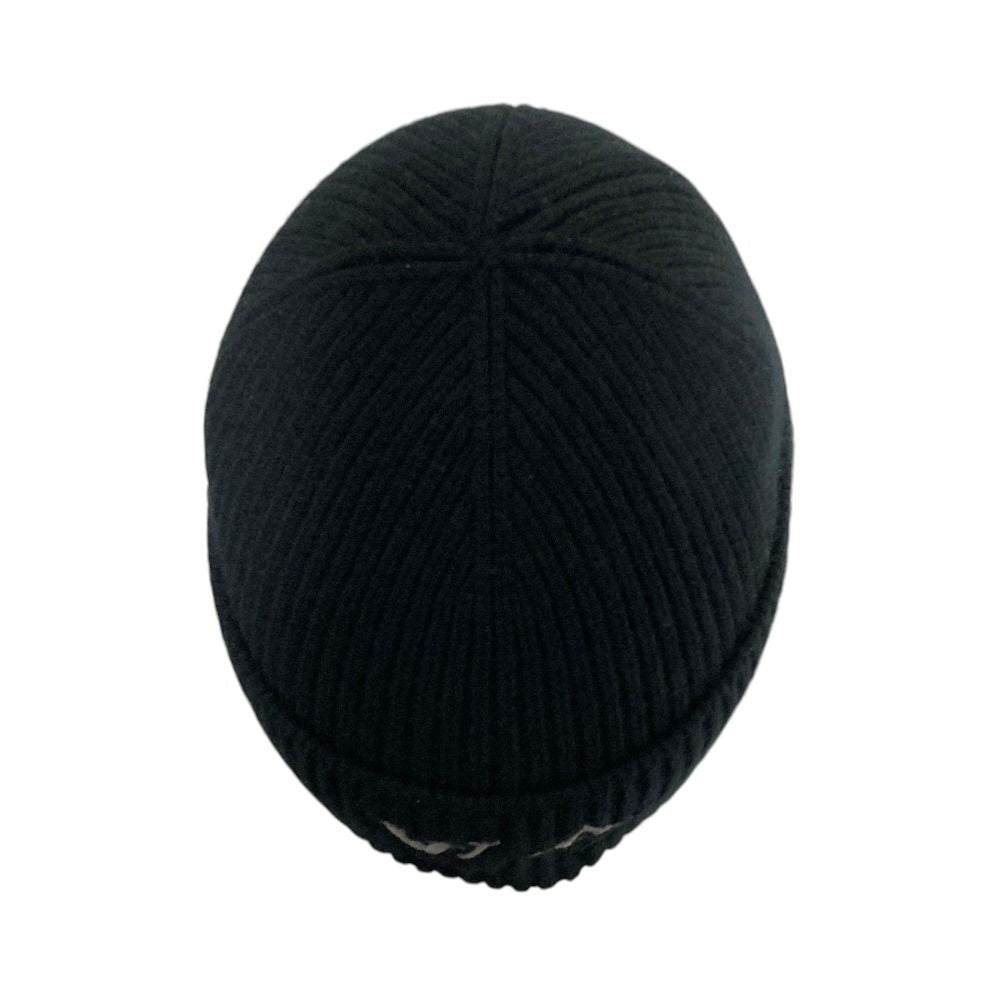 Louis Vuitton Beanie LV Dual Logo Embroidery Cashmere Knit Cap S Black Hat — view 4
