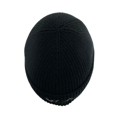 Louis Vuitton Beanie LV Dual Logo Embroidery Cashmere Knit Cap S Black Hat — view 4