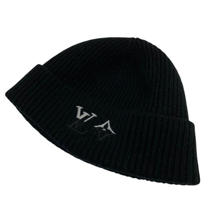 Louis Vuitton Beanie LV Dual Logo Embroidery Cashmere Knit Cap S Black Hat — view 9