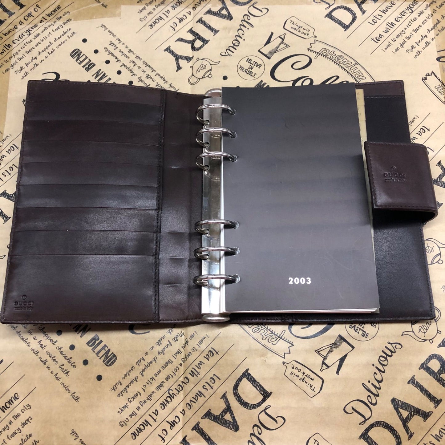 Gucci Notebook Agenda 6 Leather Brown Note Cover Schedule Business — view 5
