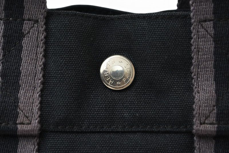 Hermes Tote Fourre Tout PM Handbag Canvas Black Gray — view 3