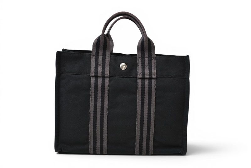 Hermes Tote Fourre Tout PM Handbag Canvas Black Gray — view 4