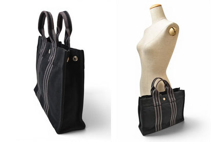 Hermes Tote Fourre Tout PM Handbag Canvas Black Gray — view 2