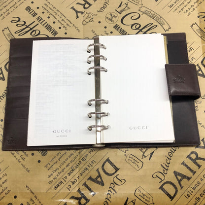 Gucci Notebook Agenda 6 Leather Brown Note Cover Schedule Business — view 7