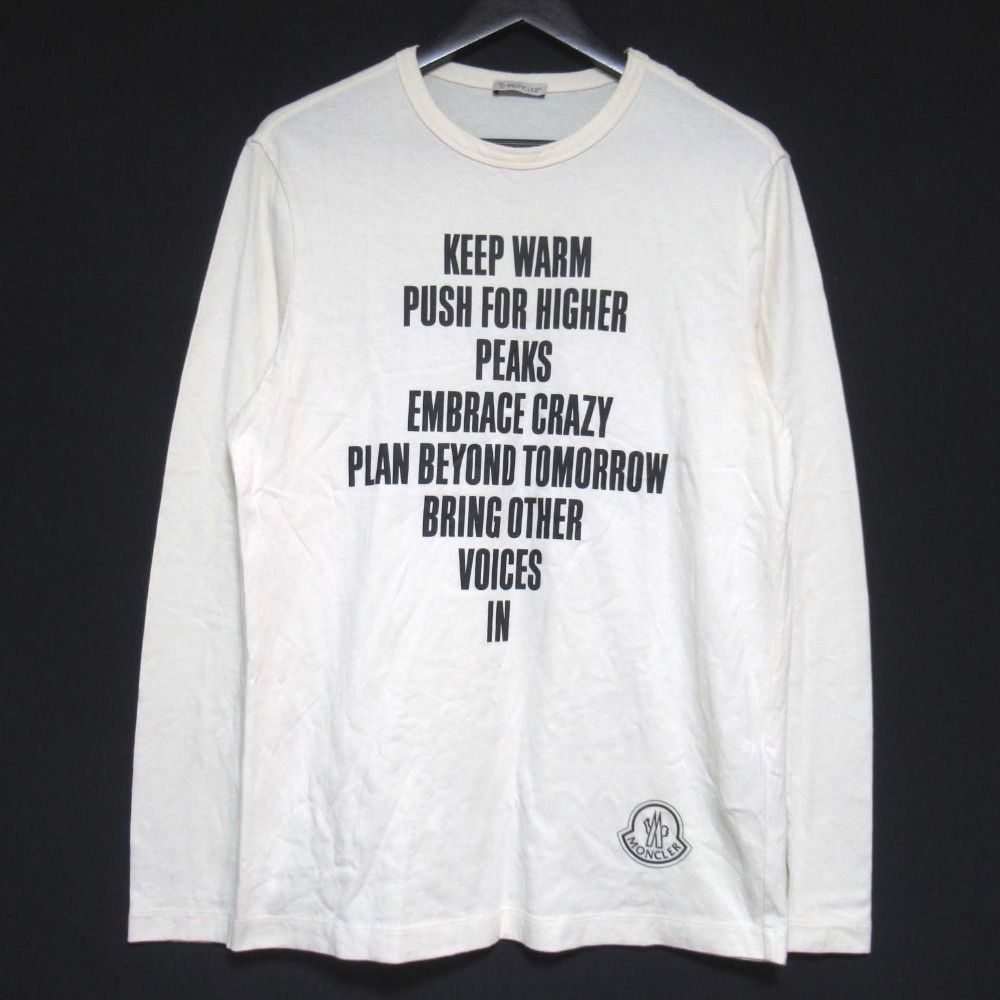 Moncler Message Print Long Sleeve T-Shirt Long T S Ivory