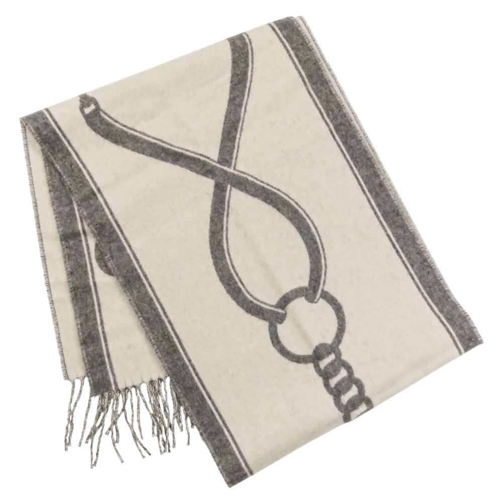 Hermes Molle Cashmere Scarf Shawl Gray Yvoire — view 2
