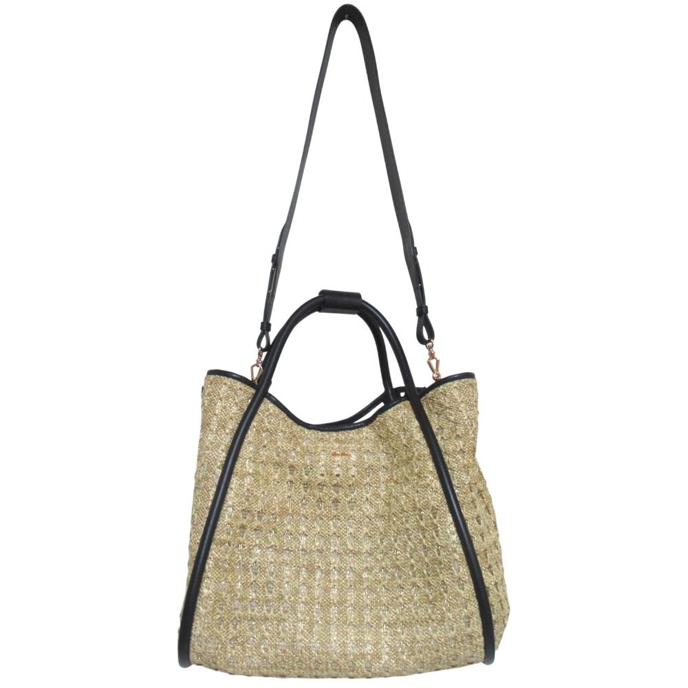 Max Mara Maxmara Marine 2-Way Tote Shoulder Bag Beige Black — view 3