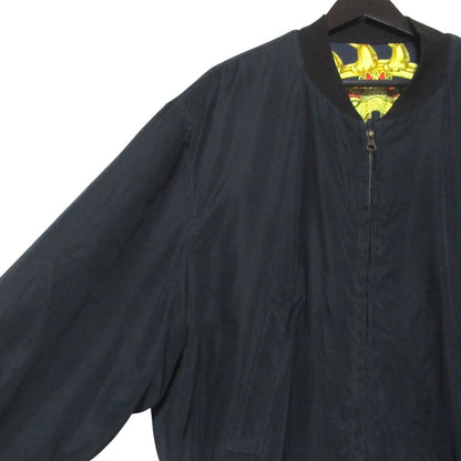 Hermes Silk Twill Scarf Pattern Reversible Zip Up Padded Bomber Jacket 54 Black — view 5
