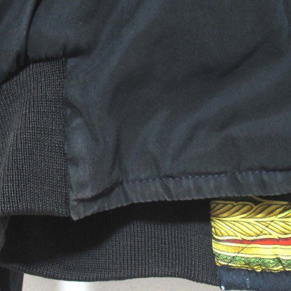 Hermes Silk Twill Scarf Pattern Reversible Zip Up Padded Bomber Jacket 54 Black — view 9