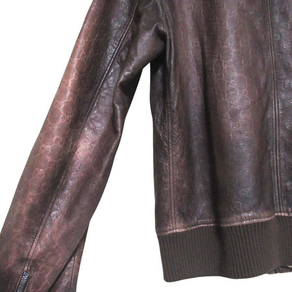 Gucci GG Guccissima Signature Gradient Zip Up Leather Jacket 50 Brown — view 6