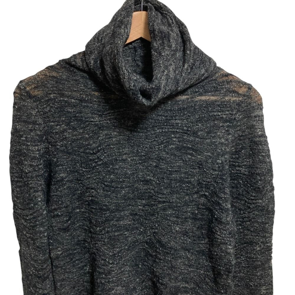 Chanel Turtleneck Sheer Knit Sweater Black 36 Gray — view 4