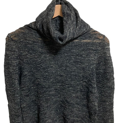 Chanel Turtleneck Sheer Knit Sweater Black 36 Gray — view 4
