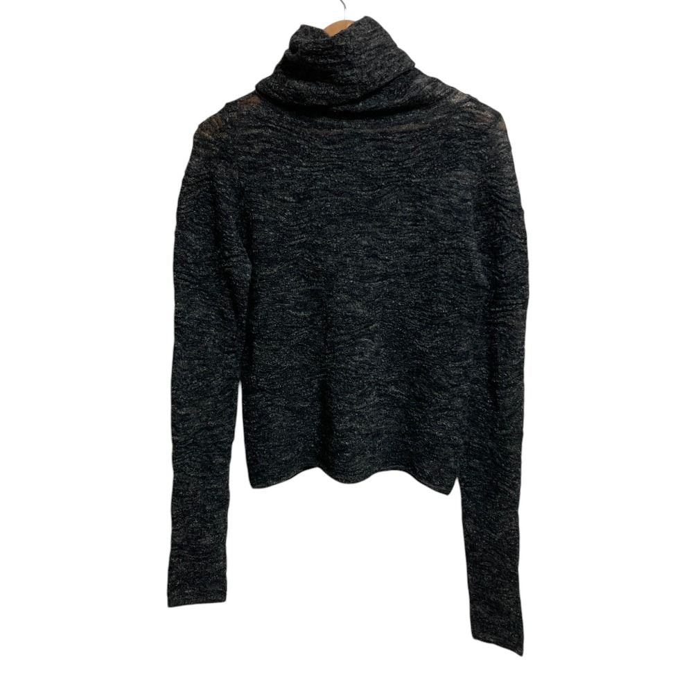 Chanel Turtleneck Sheer Knit Sweater Black 36 Gray — view 2