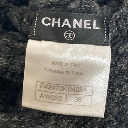 Chanel Turtleneck Sheer Knit Sweater Black 36 Gray — view 8