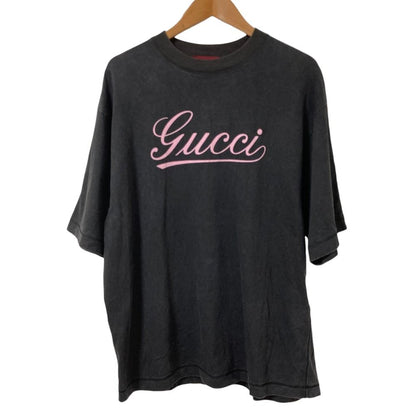 Gucci Script Logo Print T-Shirt S 175 Pink Black