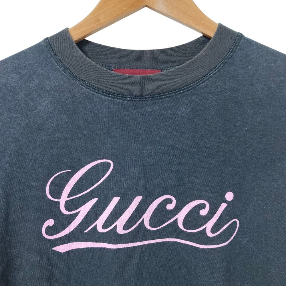 Gucci Script Logo Print T-Shirt S 175 Pink Black — view 3