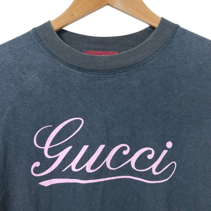 Gucci Script Logo Print T-Shirt S 175 Pink Black — view 3