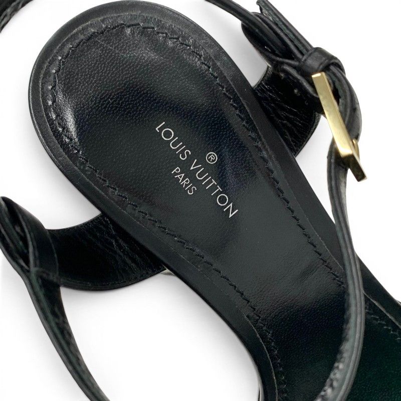 Louis Vuitton Podium Line Monogram Sandals Shoes Fabric Leather Black White LV — view 7