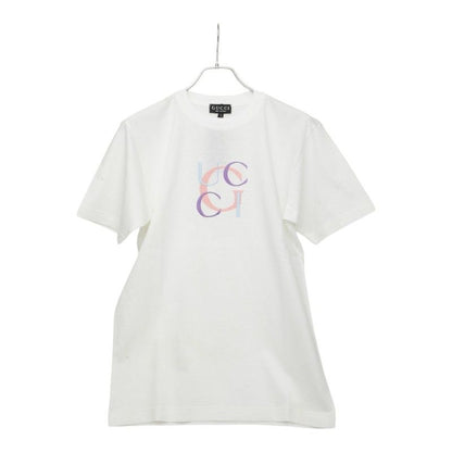 Gucci Logo Embroidery T-Shirt S White Multicolor Cotton