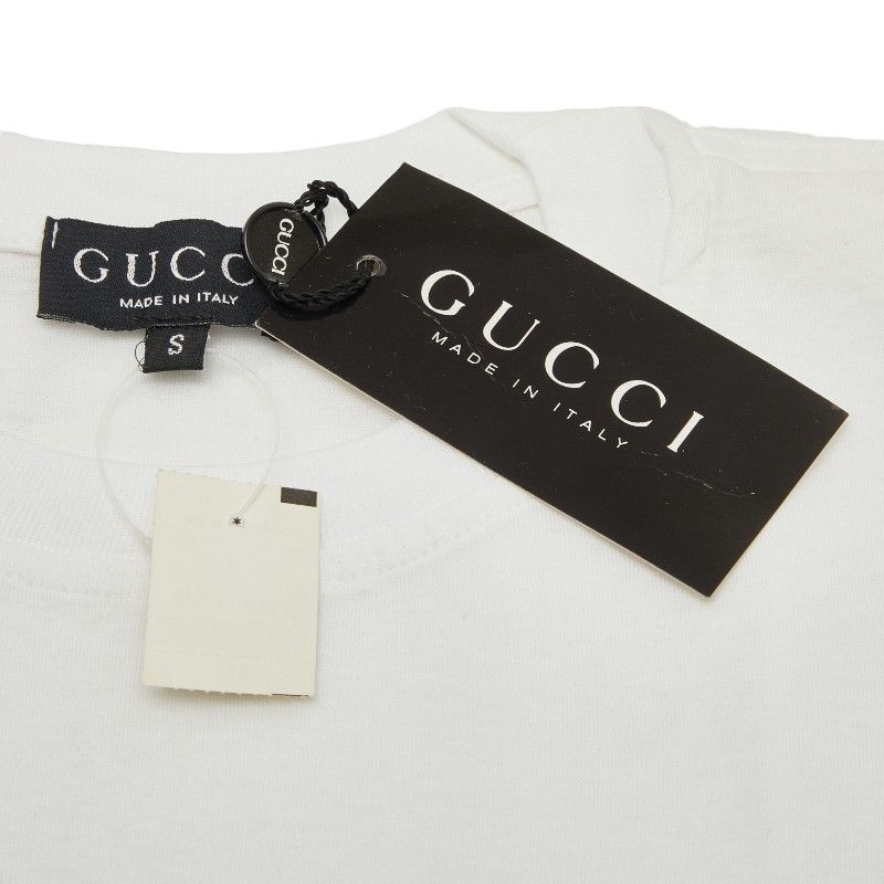 Gucci Logo Embroidery T-Shirt S White Multicolor Cotton — view 8