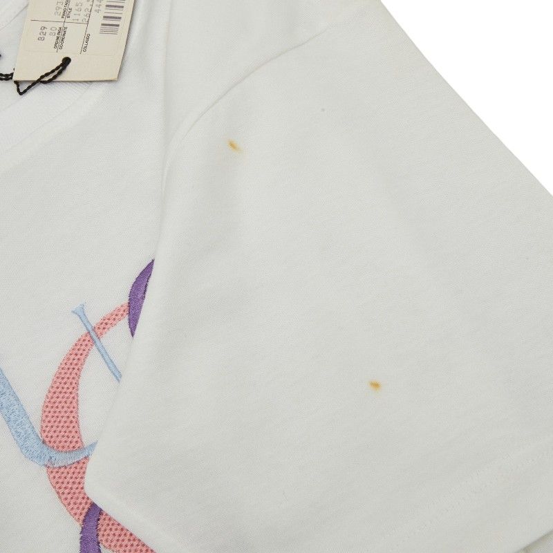 Gucci Logo Embroidery T-Shirt S White Multicolor Cotton — view 5