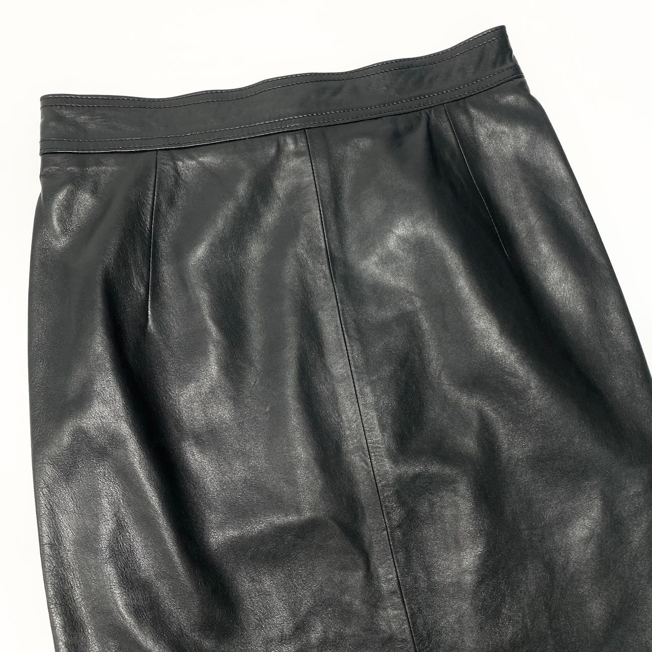 Loewe Leather Skirt Knee Length Flower Motif Floral Pattern 38 Black — view 5