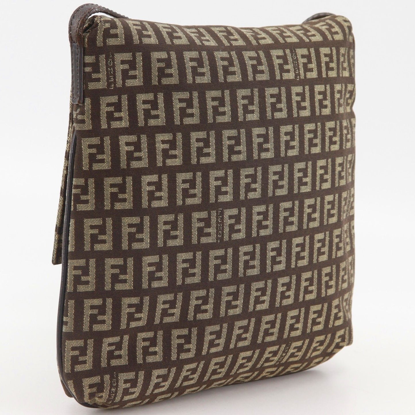 Fendi Zucchino Canvas Brown Shoulder Bag — view 3