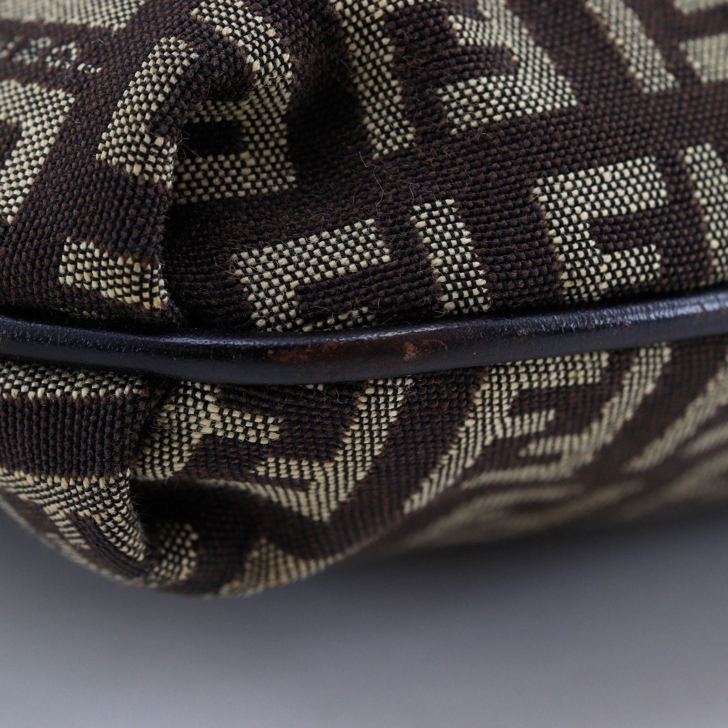 Fendi Zucchino Canvas Brown Shoulder Bag — view 5