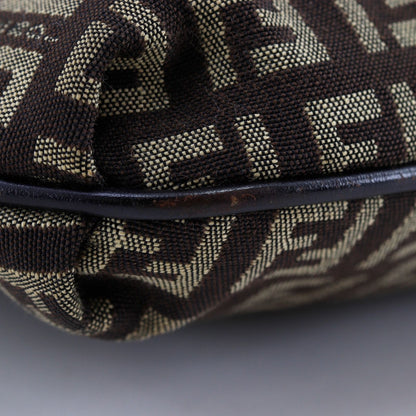Fendi Zucchino Canvas Brown Shoulder Bag — view 5