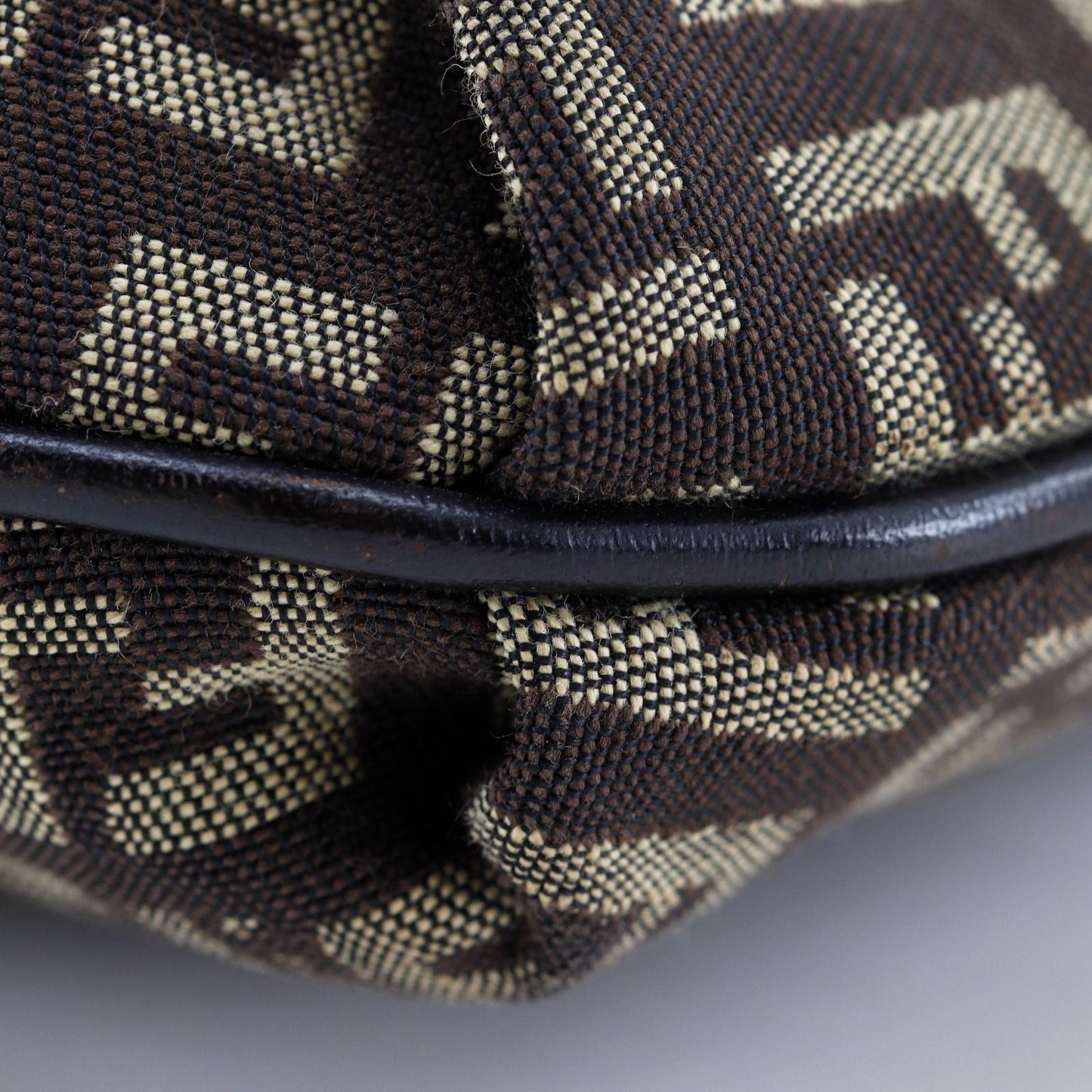Fendi Zucchino Canvas Brown Shoulder Bag — view 4